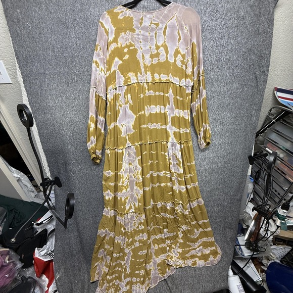 Young Fabulous & Broke Dress Womens XS Olive Lavender Tie Dye Boho Tiered Maxi - Picture 11 of 12